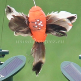 Zahradní solární ptáček - pohyblivá dekorace - oranžový